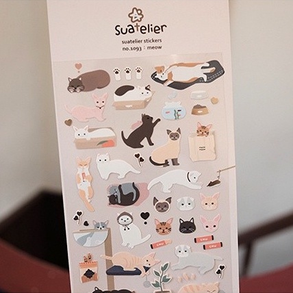Peach 1Pcs Korean Suatelier stickers 1093 Cute lazy cat Journal Scrapbook Decor Sticker