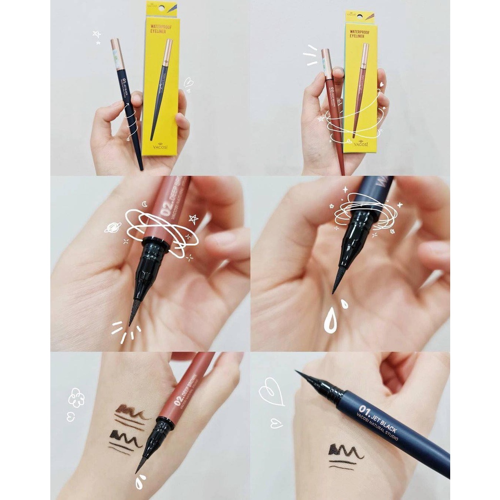 Bút Kẻ Mắt Nước Chống Trôi Vacosi Natural Studio Waterproof Eyeliner