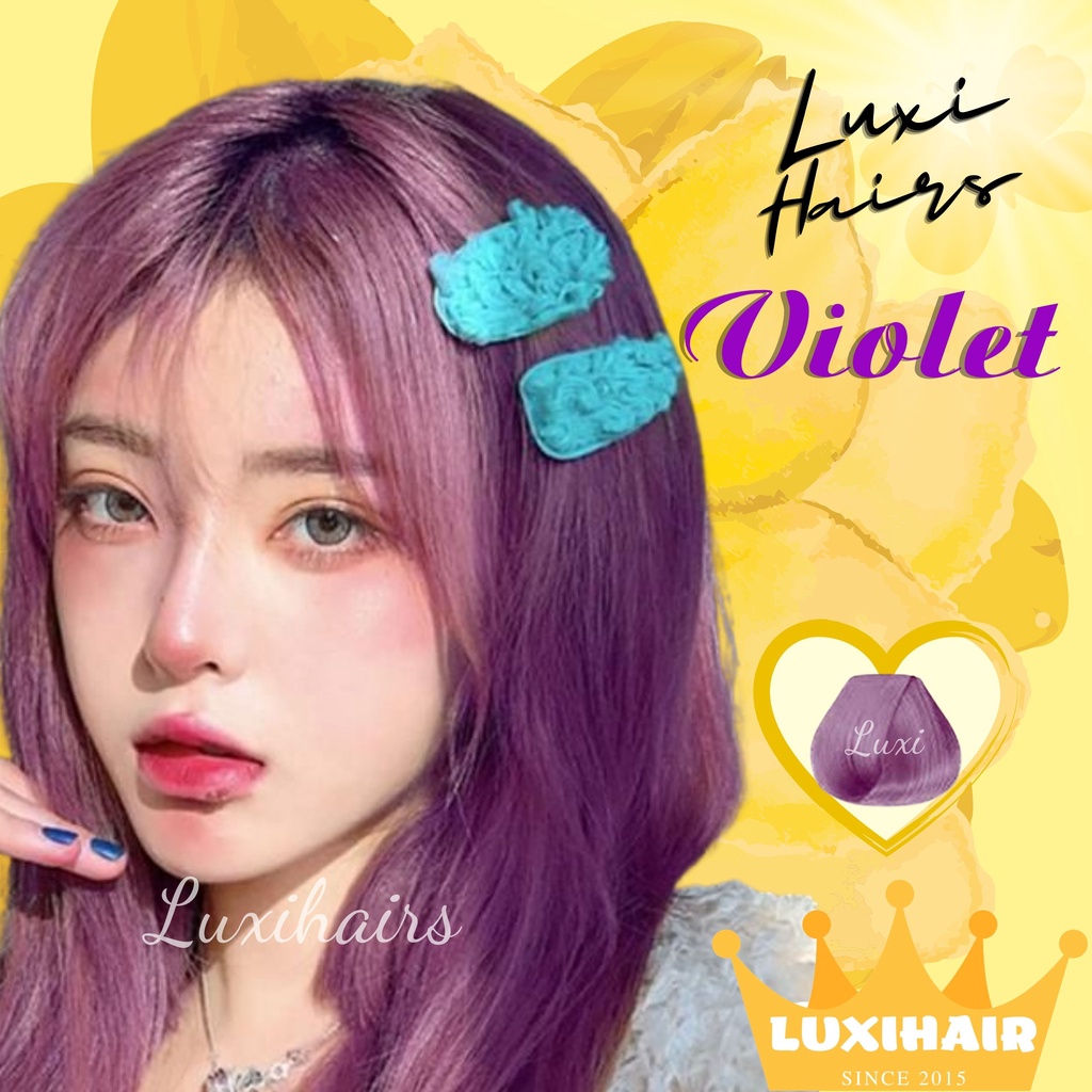 Thuốc Nhuộm Tóc Màu VIOLET Mộng Mơ Không Cần Tẩy Tặng Kèm Oxi Găng Tay Mũ Trùm Đầu - Luxihair