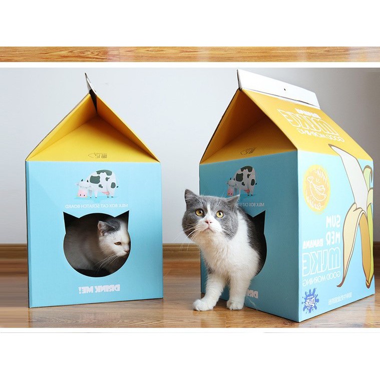 Bàn cào móng, nhà cào móng cho mèo bằng giấy hình hộp sữa Catbox