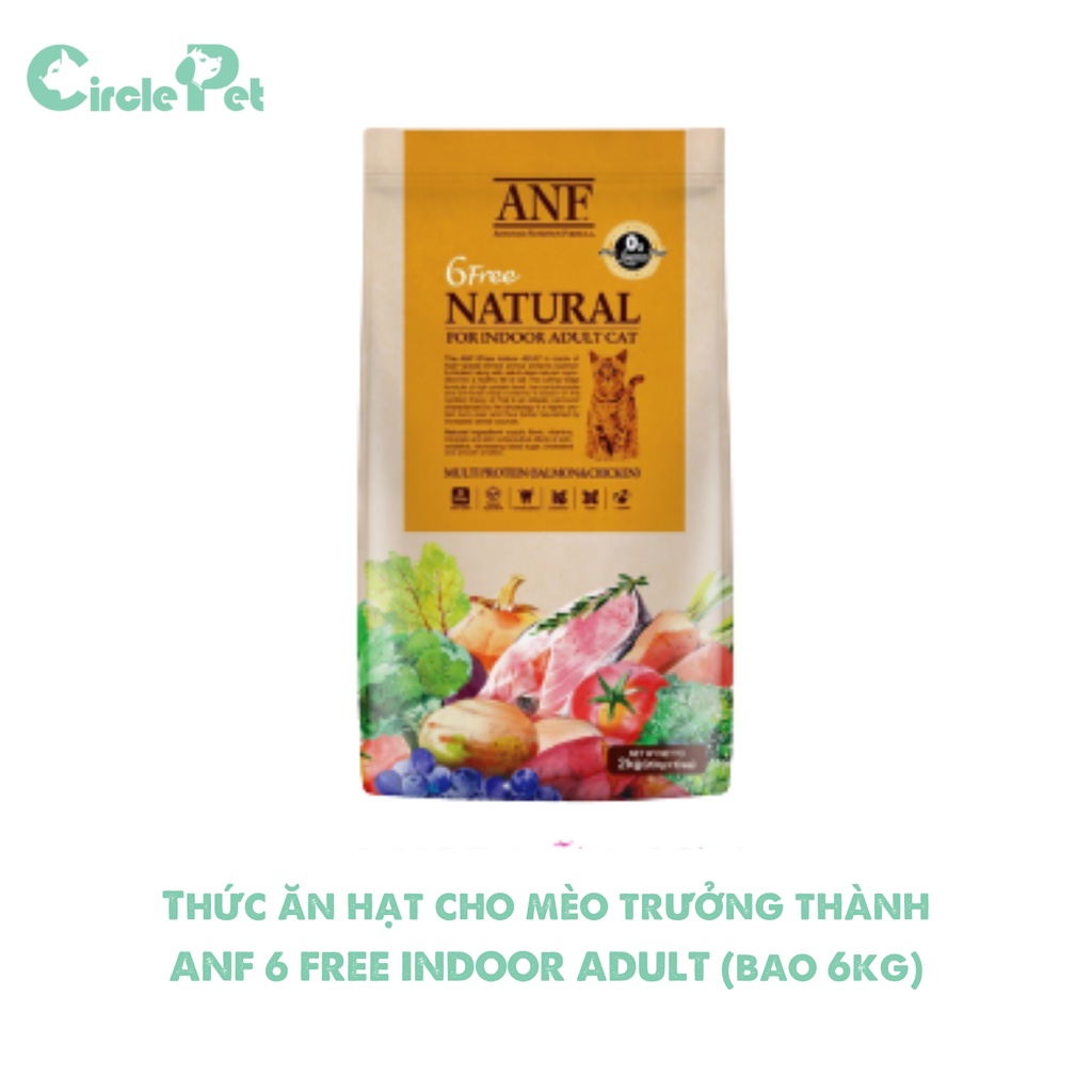 Thức Ăn Cho Mèo Dạng Hạt ANF 6 FREE INDOOR ADULT  Dành Cho Mèo Trưởng Thành Túi 6kg - Circle Pet