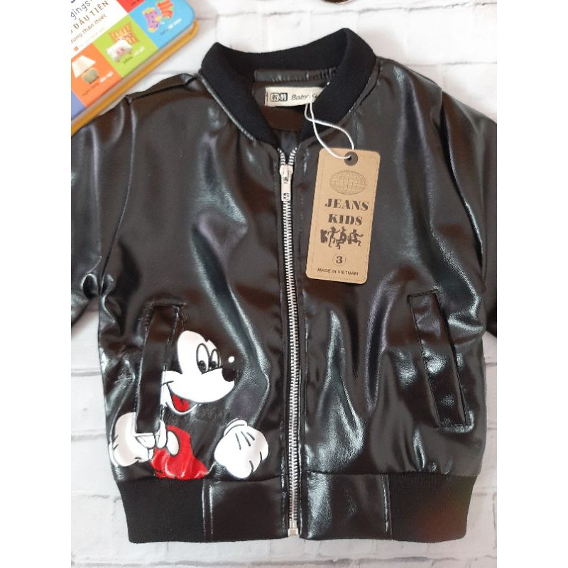 Áo khoác bé trai - áo da mickey (có ảnh shop tự chụp)