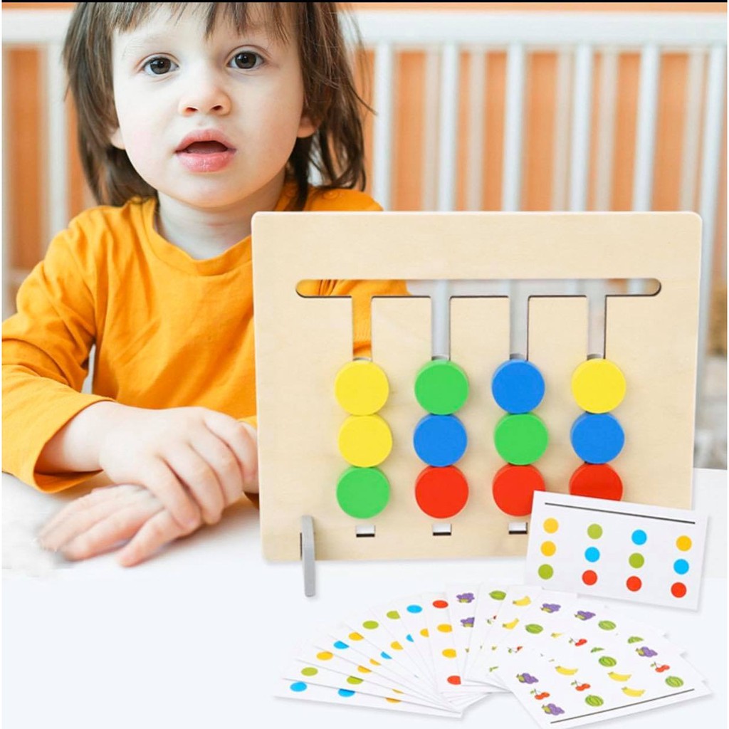 Đồ chơi tư duy toán học Montessori 4 màu, học màu sắc, rèn tư duy tập trung cho bé