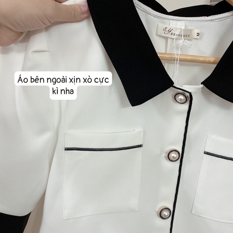 Áo croptop viền đen sang chảnh | BigBuy360 - bigbuy360.vn