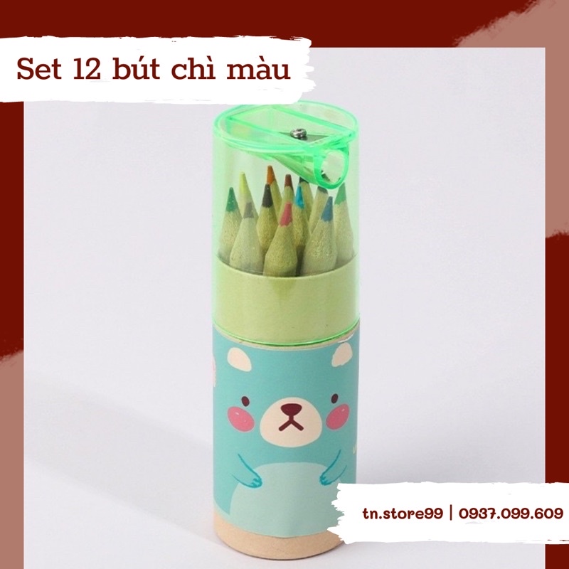 SET 12 BÚT CHÌ MÀI MINI KÈM GỌT BÚT CHÌ