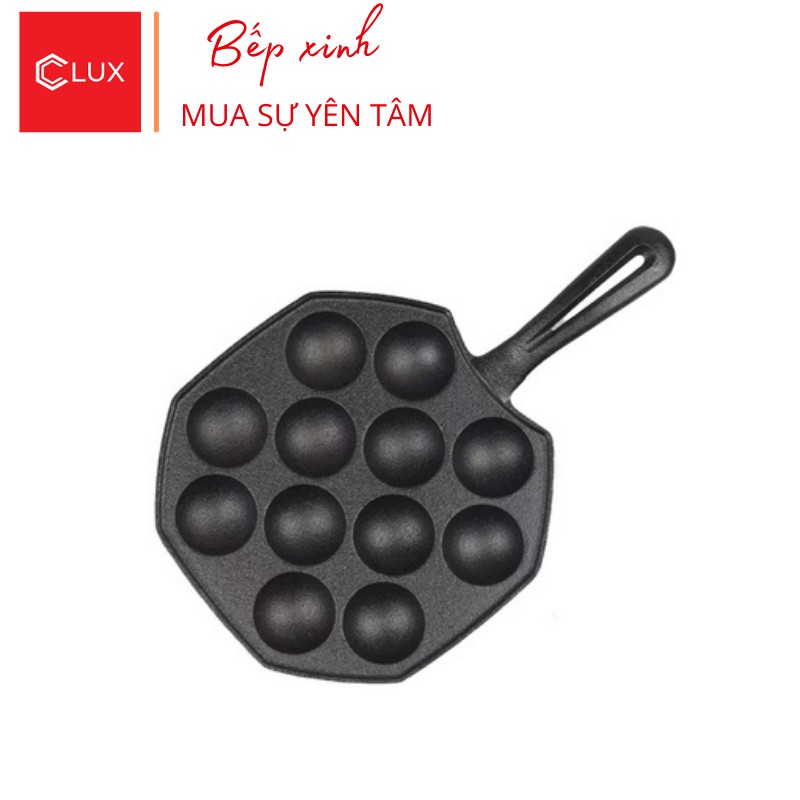 Chảo nướng bánh chống dính Takoyaki, Khuôn làm bánh gang đúc thủ công nguyên khối 12 ô