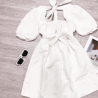 ĐẦM BABYDOLL GẤM TRẮNG NƠ LƯNG