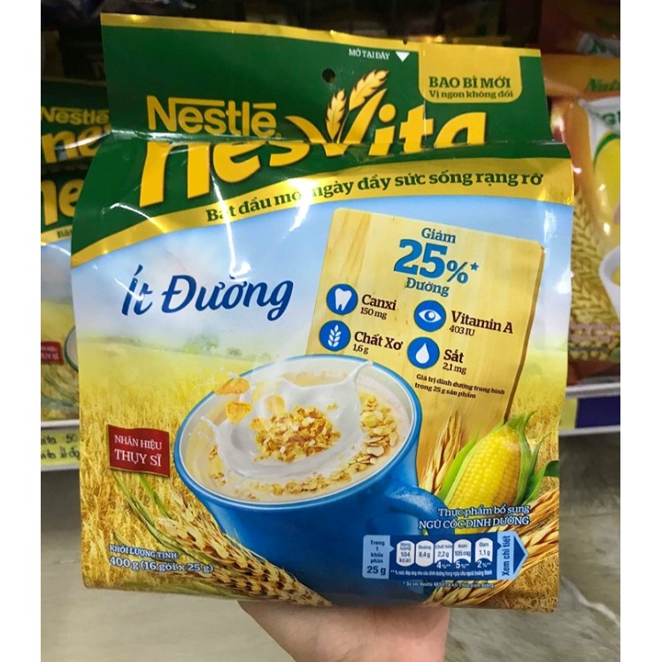 Ngũ cốc dinh dưỡng Nesvita , ít đường, hãng Nestle, bịch 400g (16 gói nhỏ), giảm cân, bổ sung dưỡng chất