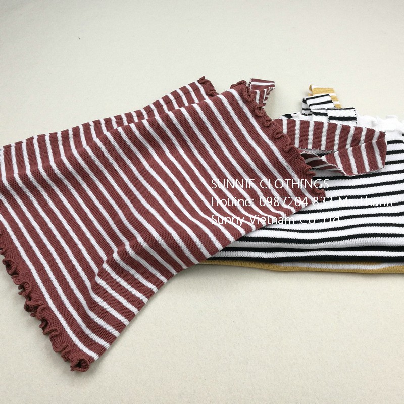 Áo hai dây sọc ngang viền bánh bèo - Sunnie Clothings SUN06 | BigBuy360 - bigbuy360.vn