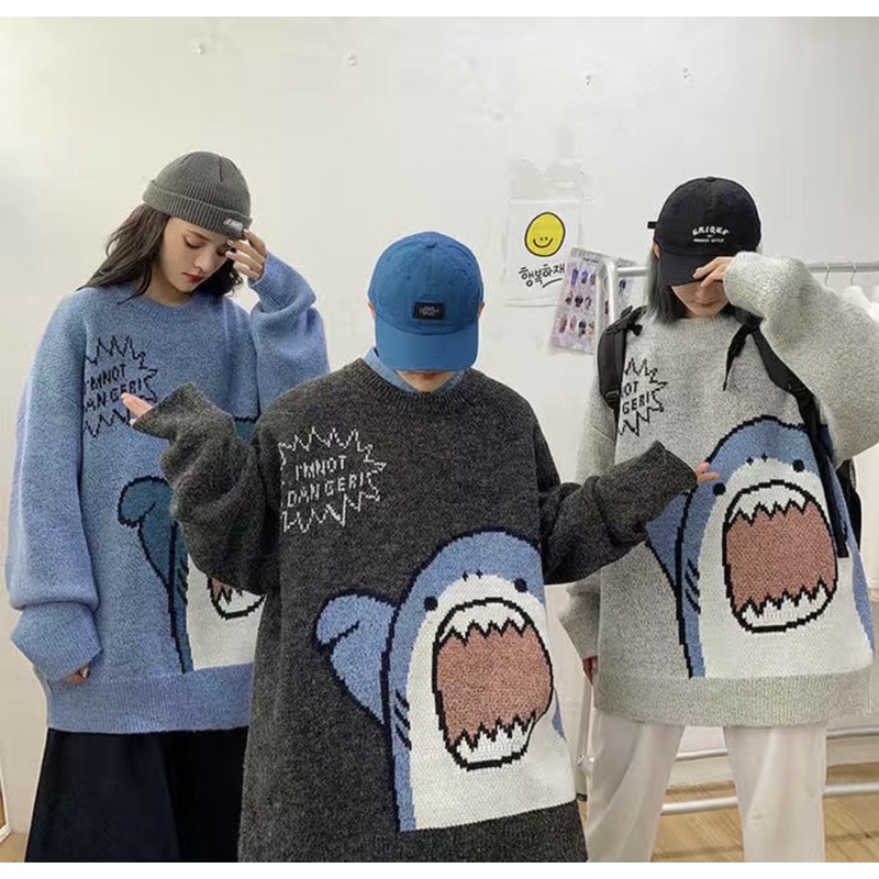 Áo len unisex hình cá mập siêu dễ thương