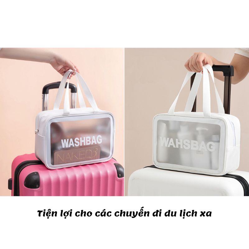 Túi đựng mỹ phẩm đồ du lịch WASHBAG không thấm nước, túi đựng đồ trang điểm trong suốt 3 size tiện lợi