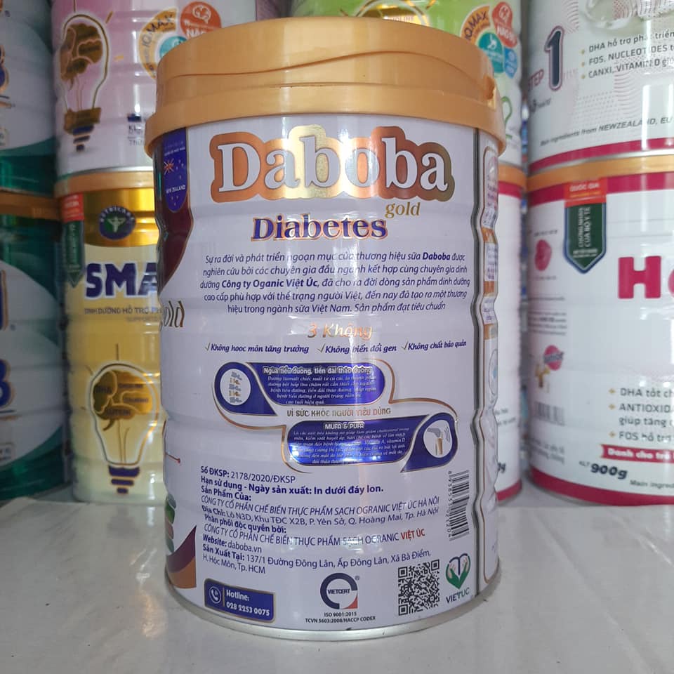 Sữa dinh dưỡng cho người bệnh tiểu đường, giúp ổn định đường huyết Daboba Diabetes Gold lon 900g (HSD 2024)