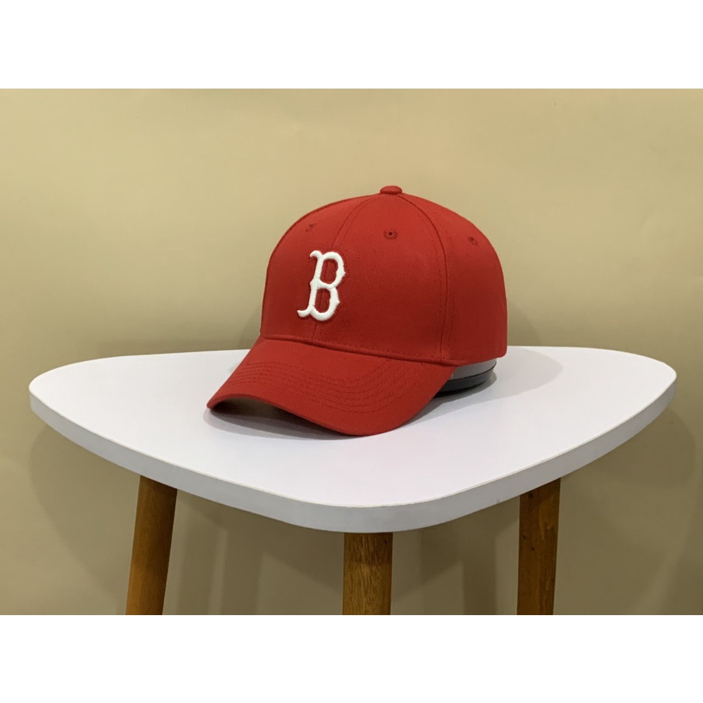 Nón kết mũ lưỡi  B đỏ logo trắng dành cho mọi lứa tuổi Free size