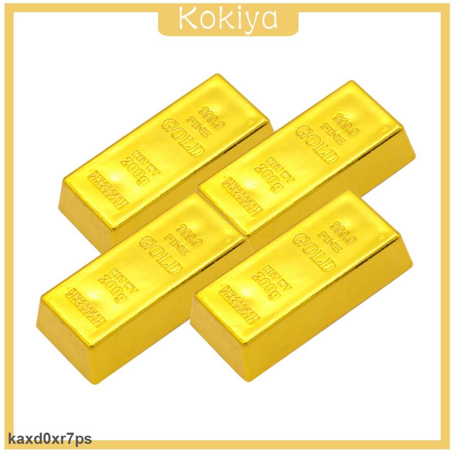 Cam Kết Hàng Như Hình Set 4 thỏi vàng giả làm đạo cụ trang trí bằng nhựa