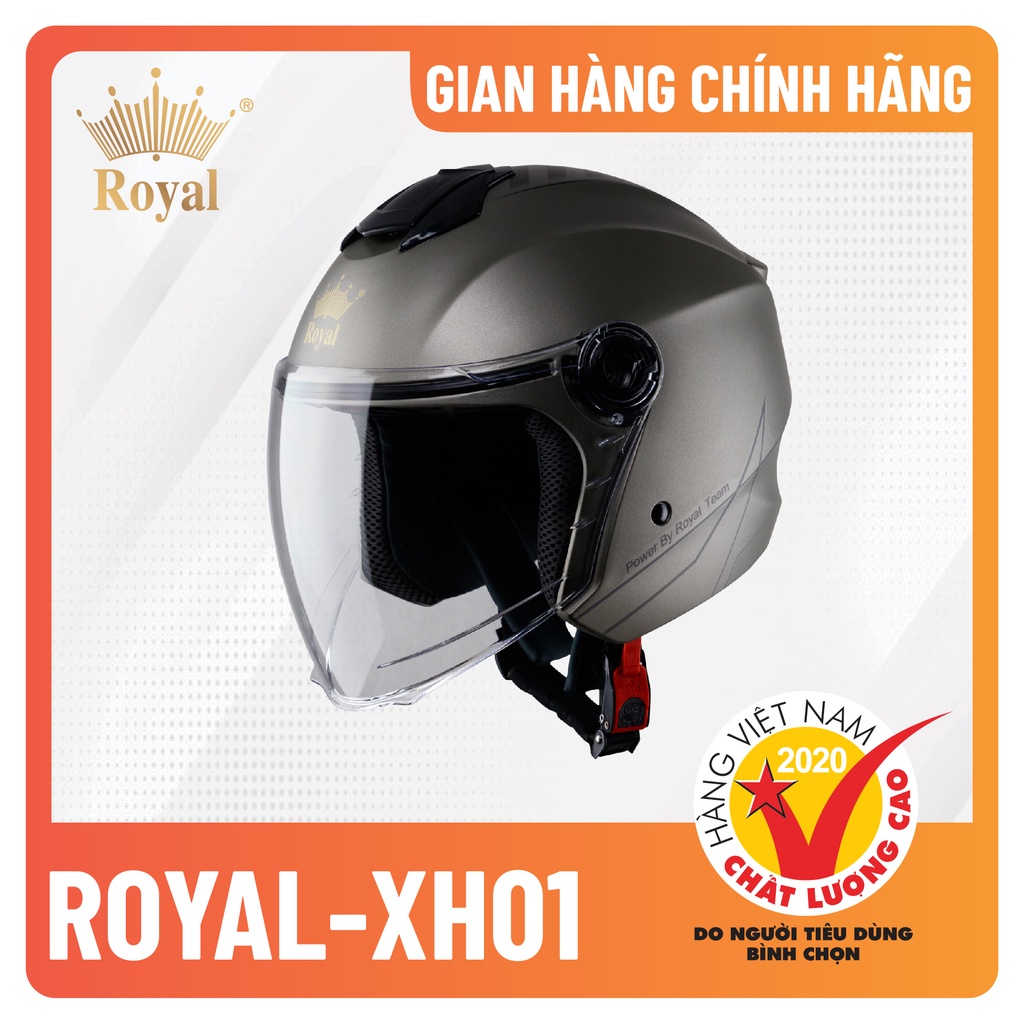 Nón bảo hiểm có kính 3/4 Royal XH01 form nhỏ gọn, nhiều màu sắc, phù hợp cả nam và nữ, bảo hành 1 năm