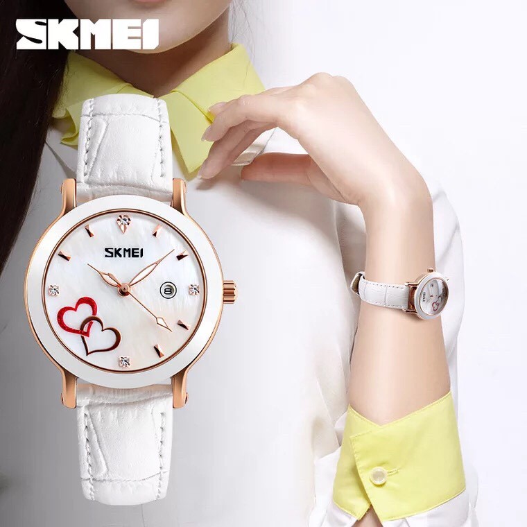 Đồng hồ nữ SKMEI dây da cao cấp, mặt trái tim nổi điệu đà, quý phái | BigBuy360 - bigbuy360.vn