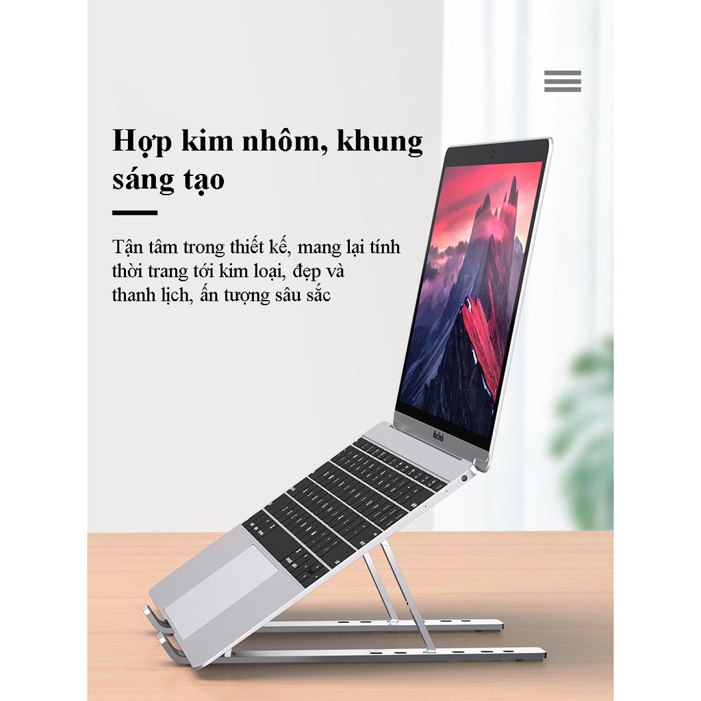 Giá đỡ PISEN V1 Alloy - ( LS-ZJ14) , cho Mac &amp; Laptop, Siliver - Hàng chính hãng