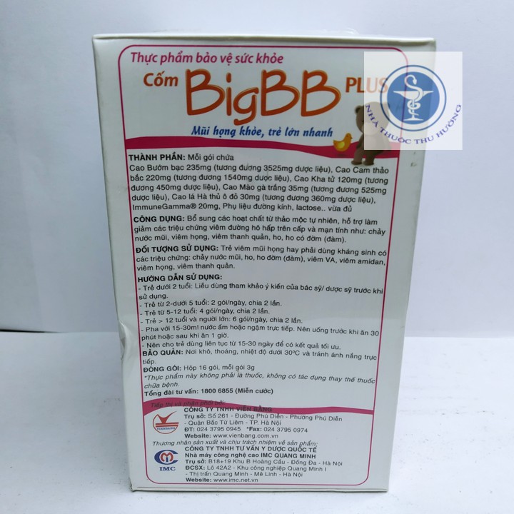 BigBB Plus tăng cường hệ hô hấp hộp 16 gói