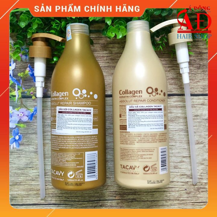 BỘ DẦU GỘI TACAVY COLAGEN KERATIN COMPLEX CHUYÊN PHỤC HỒI TÓC HƯ TỔN 1000MLX2