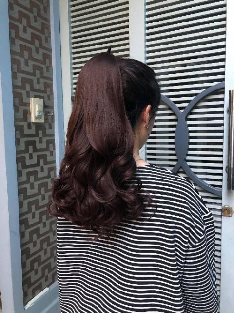 Tóc giả nữ cột 🥰FREESHIP🥰 Giảm 7k khi nhập [TOCGIA7K]-Tóc giả cột xoăn dợn lửng 40cm ma 128