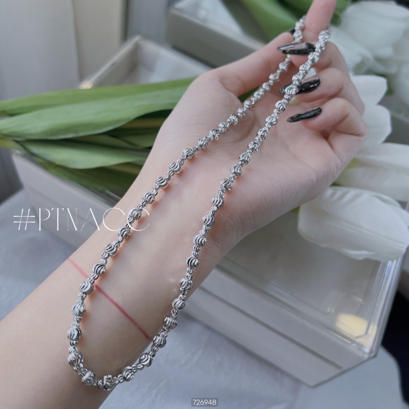 Dây chuyền bi cao cấp xi bạch kim, xi mạ vàng đơn giản dễ phối mặt lẻ .PTNACC.