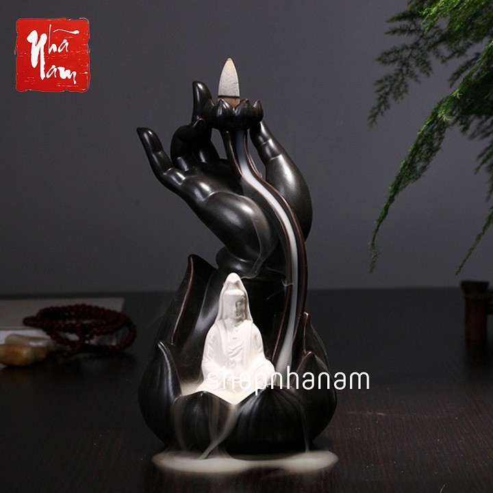 Thác khói trầm hương Phật thủ quan âm tặng 3 nụ trầm
