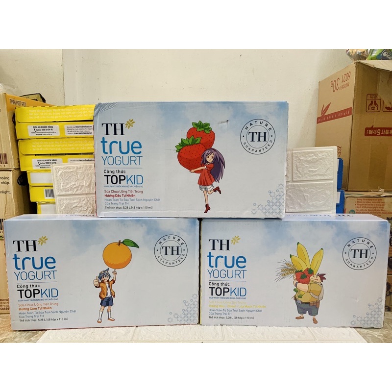 1 Thùng Sữa TH True Yogurt Top Kid 48 hộp x 110ml Dâu/Cam/Chuối ( Bọc Chống Sốc )