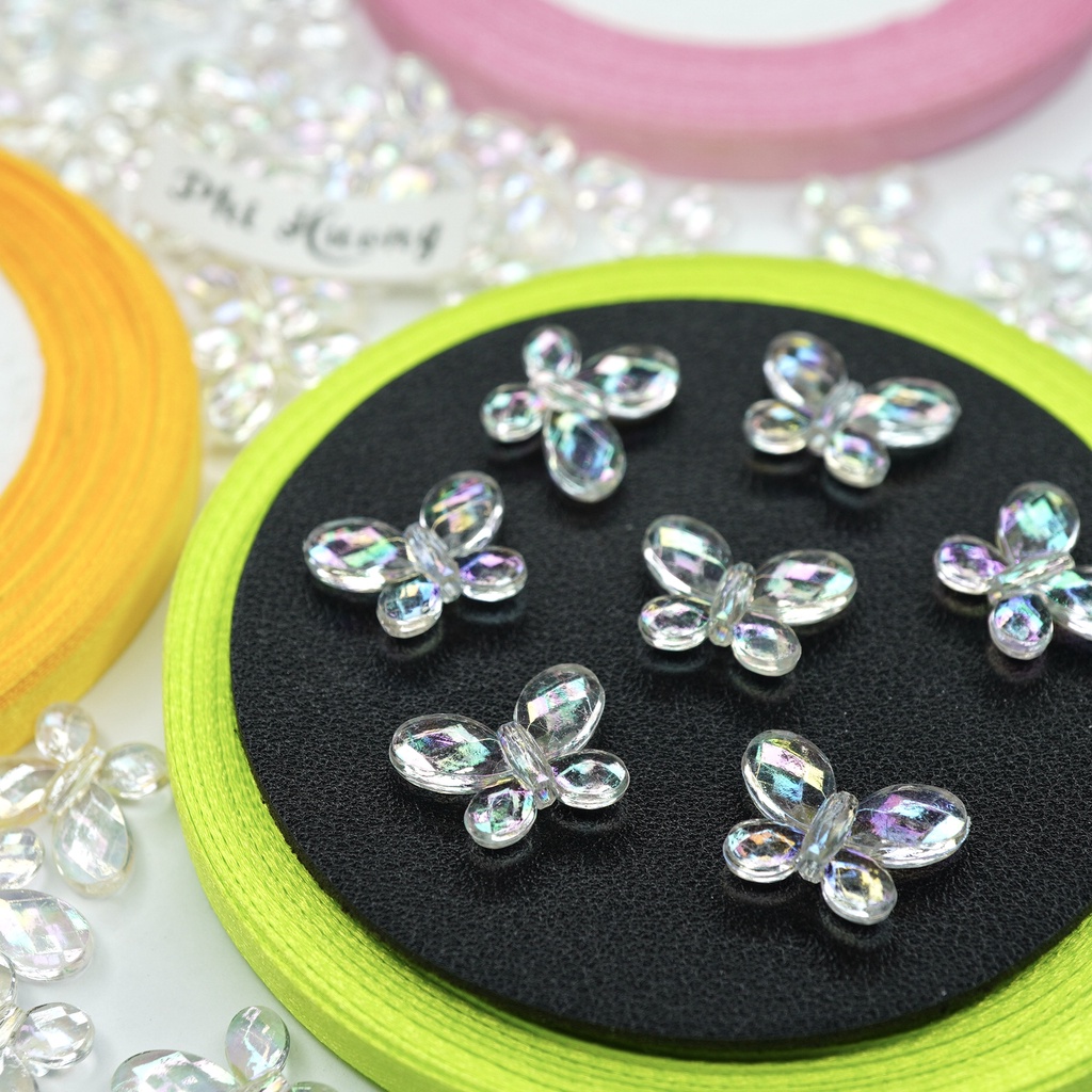 Gói 10g - 20g hạt cườm nhựa trong nhiều hình dạng xỏ vòng DIY
