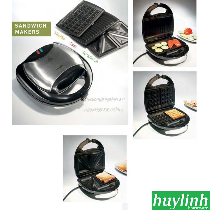 [Mã ELHAMS5 giảm 6% đơn 300K] Máy nướng bánh sandwich, hotdog, waffle Tiross TS513 - 3 trong 1