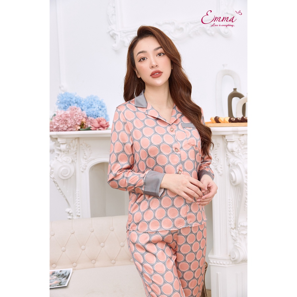 Đồ Bộ Mặc Nhà Pyjama Lụa Chấm Tròn Emma ETLU.21.027.13