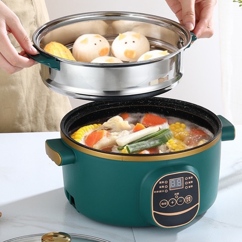 Nồi điện đa năng 6 chế độ nấu ELECTRIC COOKER POT size 24cm - tặng kèm khay hấp inox (ECP24)