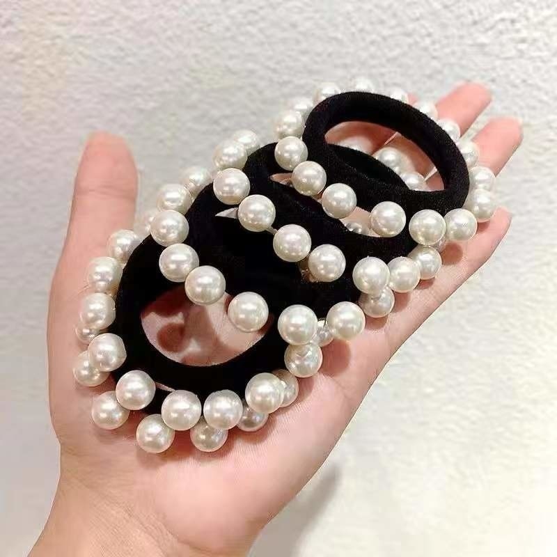 1 Dây Cột Tóc Co Giãn Đính Ngọc Trai Thời Trang