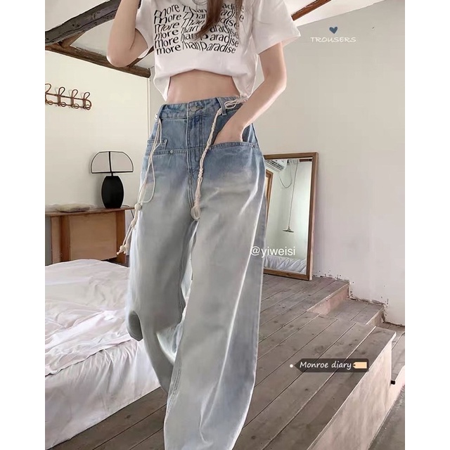 Quần suông ombre xanh