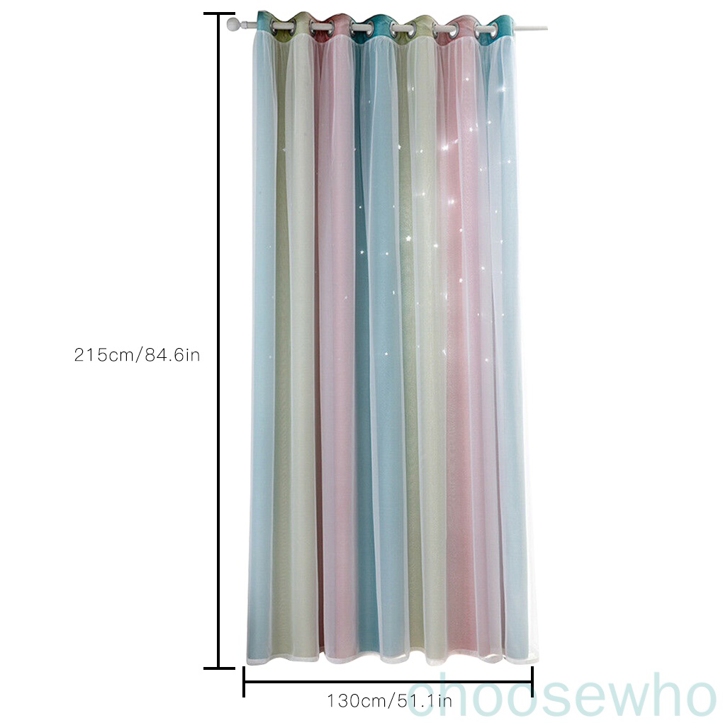 [CSW] Rèm cửa sổ 2 lớp màu gradient họa tiết ngôi sao khoét lỗ toàn diện cho phòng khách/phòng ngủ