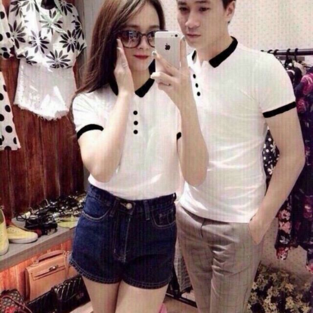 Áo đôi cổ trụ cao cấp