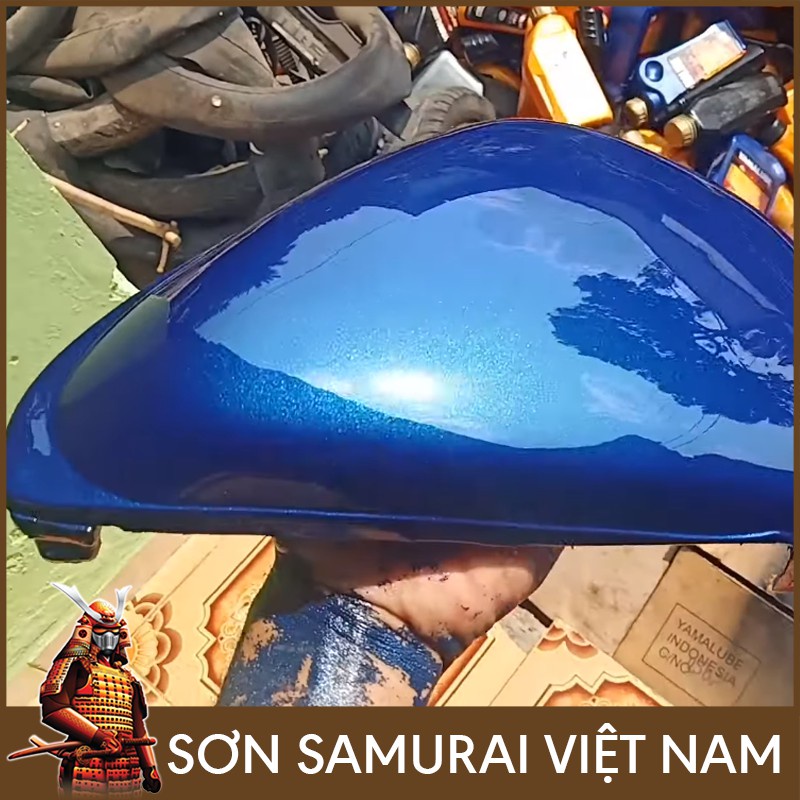 Sơn Samurai màu xanh da trời H222 chính hãng, sơn xịt dàn áo xe máy chịu nhiệt, chống nứt nẻ, kháng xăng