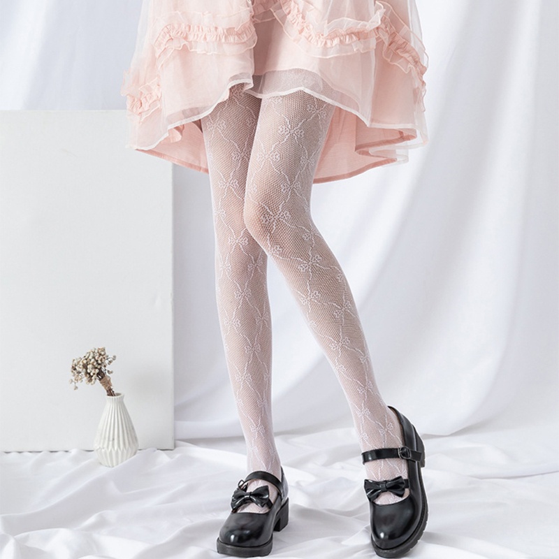 Quần tất lưới xuyên thấu đính nơ phong cách gothic ngọt ngào cho nữ