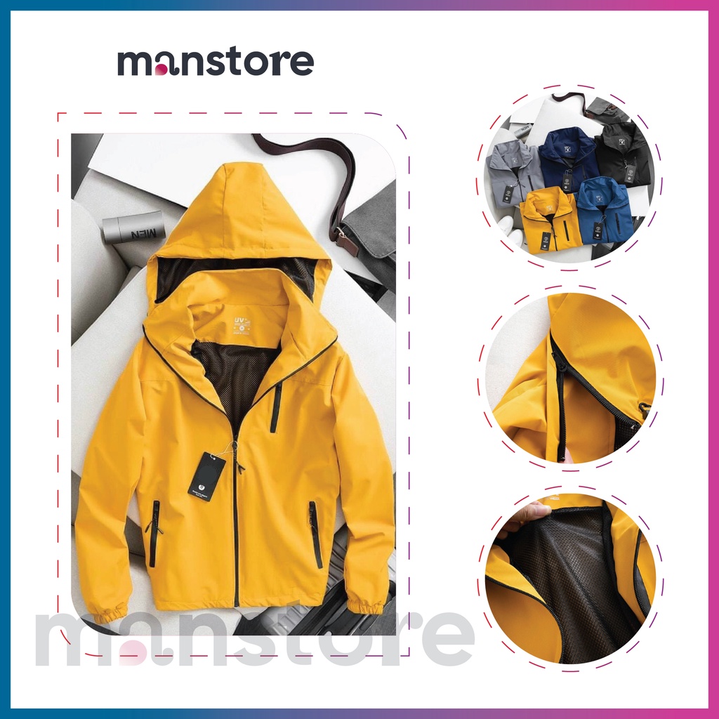 Áo khoác gió nam nữ có mũ 2 lớp, chất liệu gió cao cấp tráng bạc chống tia UV chống nắng ngăn gió MANSTORE