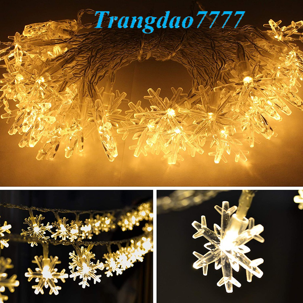 Dây Đèn Led Xài Pin Không Chớp Nháy Bóng Đèn Bông Tuyết LED Christmas Snowflake