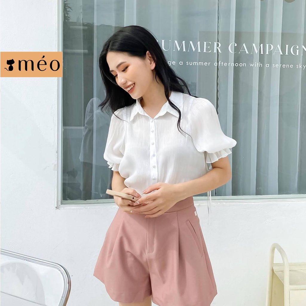 Áo sơ mi công sở nữ Méo shop tay lỡ cổ đức Eleni