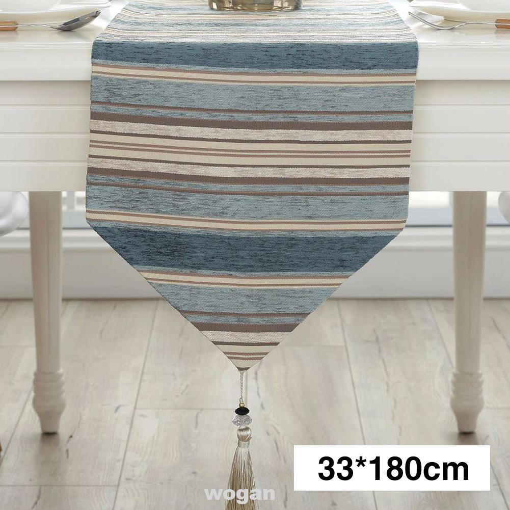 Desktop Dustproof Hotel Polyester Kitchen Wedding Party Banquet Easy Clean Dinning Room Colorful Stripes Table Runner