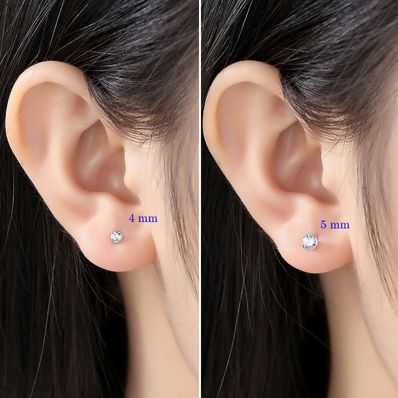 Bông tai đính đá trắng không đen gỉ dùng cho Nam Nữ (giá 1 chiếc)