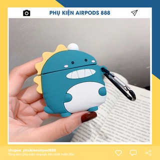 [Freeship - Ảnh Thật] Case Airpod Đựng Tai Nghe Có Dây Khủng Long Cute Cho Airpod 1 2 Pro Chất Liệu Silicon Dẻo