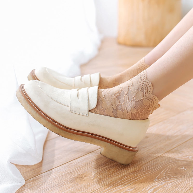 Tất cotton ren hoa đến mắt cá chân phong cách retro Nhật Bản gợi cảm thời trang xuân hè thanh lịch cho nữ