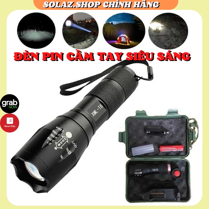 - Đèn pin led siêu sáng XML T6 police bin mini cầm tay chống nước chiếu xa sạc điện chính hãng