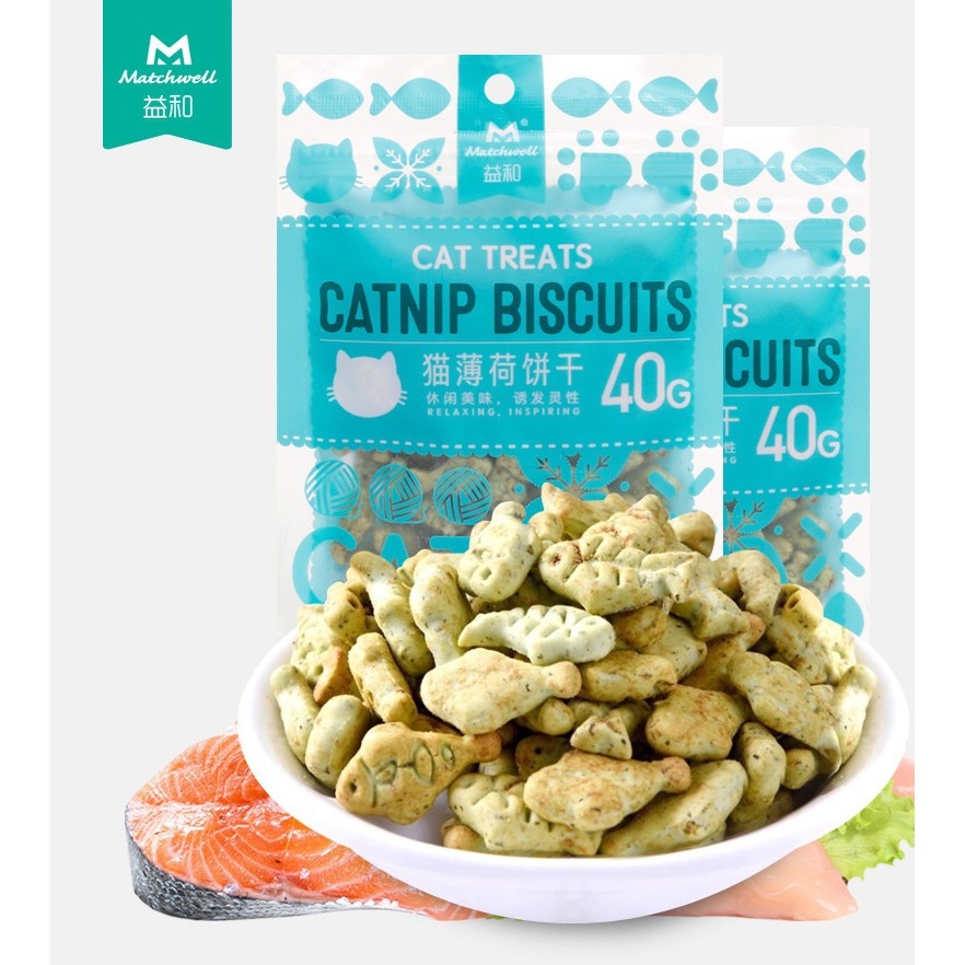 Bánh Catnip cho mèo Giảm búi lông Xả Stress | Bánh Cá Biscuits Cỏ mèo