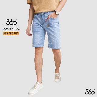Quần short jean nam 360 BOUTIQUE mài tính, màu xanh da trời - QSJCN017