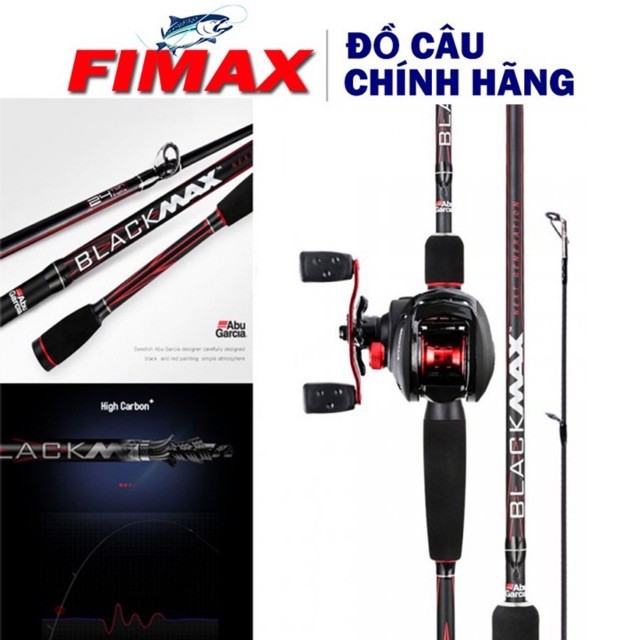 bộ cần câu máy ngang cần dài 2m4 abu black max + máy ngang CD 201 cần ABu Garcia black max cần cực khoẻ y hình