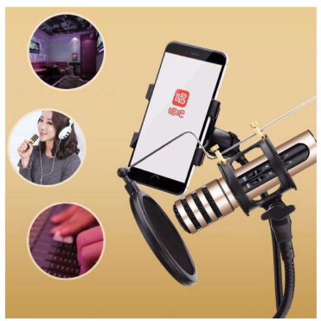 [Combo] Bộ hát karaoke, live tream trên điện thoại ( Chân đế kẹp mic 3in1 có đèn Led + Micro C7)