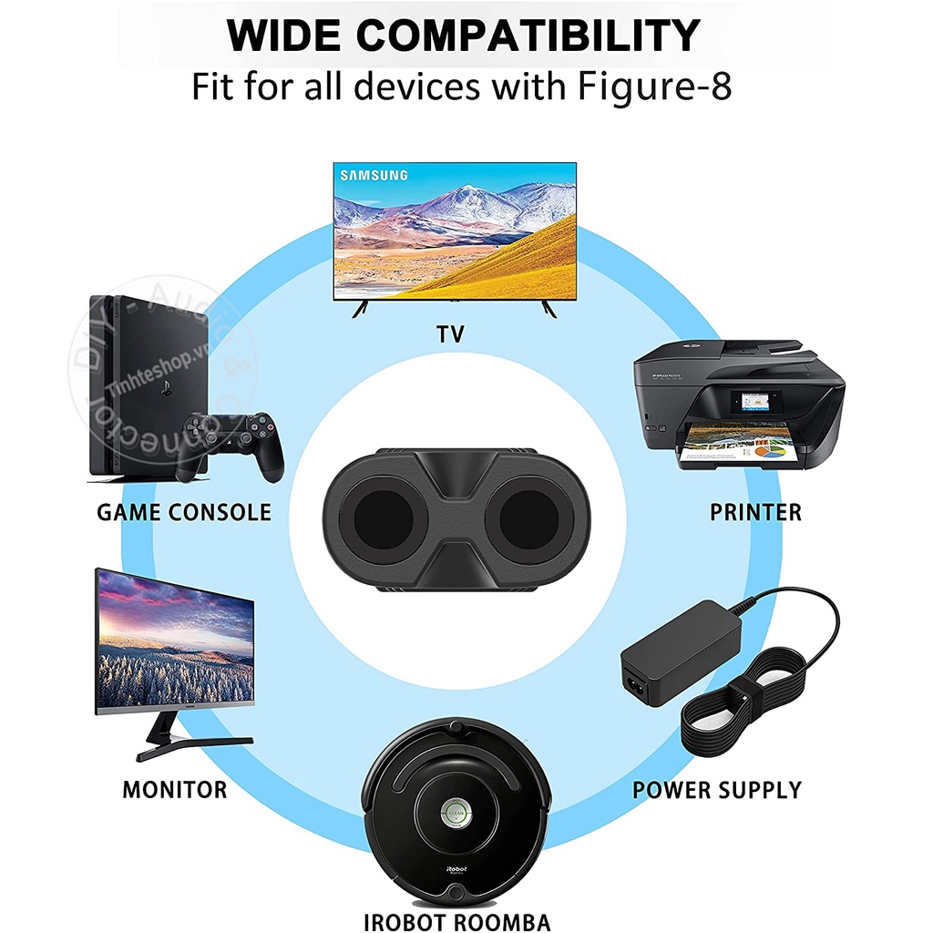 Dây nguồn số 8 cho TV PS3 PS4 PS5 Đài cassette Máy in dài 0.5 đến 2 mét